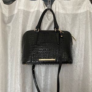 Brahmin Vivian Leather Satchel, Onyx, Croc Embossed, with dust bag